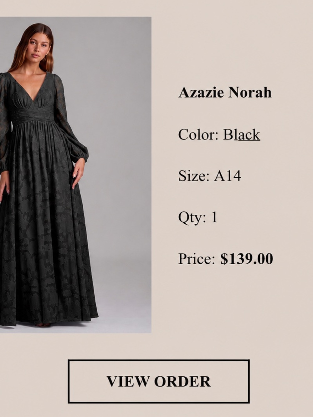Azazie Black Norah V-Neck Long Sleeve Maxi Dress